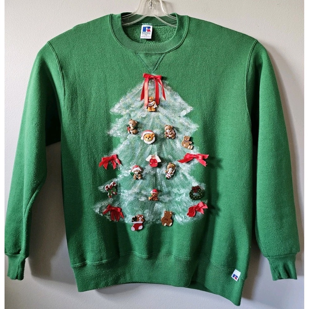 Vintage Ugly Christmas Sweater Women's Size XL Russ Teddy Broach Russell USA